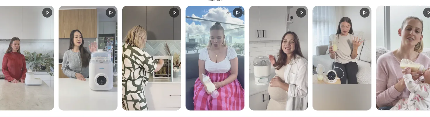 Minbie storefront section titled See why parents choose Minbie above a row of parent videos